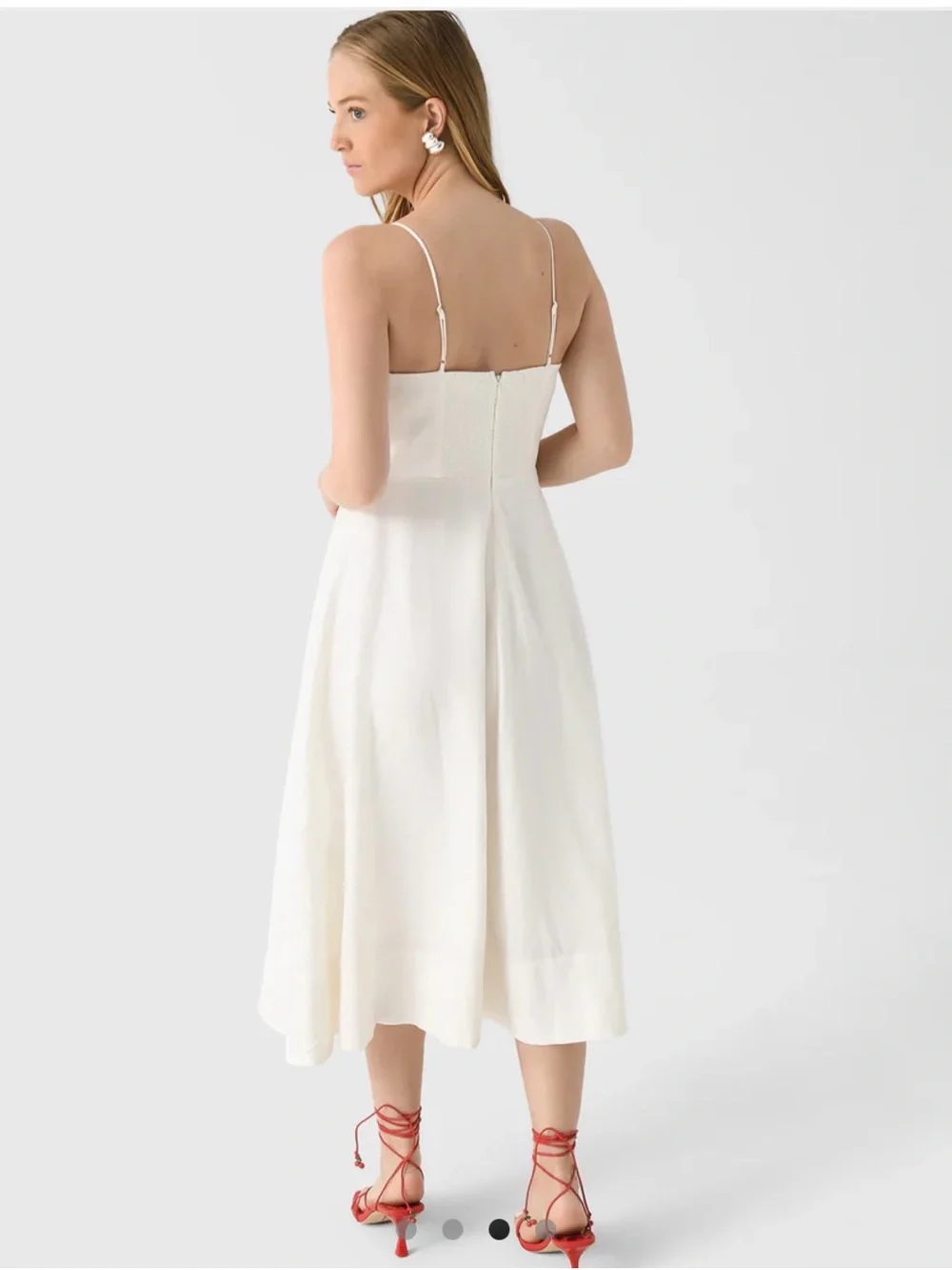 FARM Rio Cream Floral Appliqué Midi Dress with Spaghetti Straps NWT - Picture 6 of 12